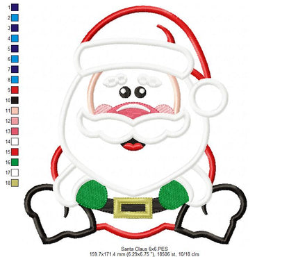 Cute Santa Claus - Applique - Machine Embroidery Design