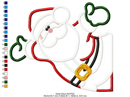 Santa Claus with Open Arms - Applique Embroidery