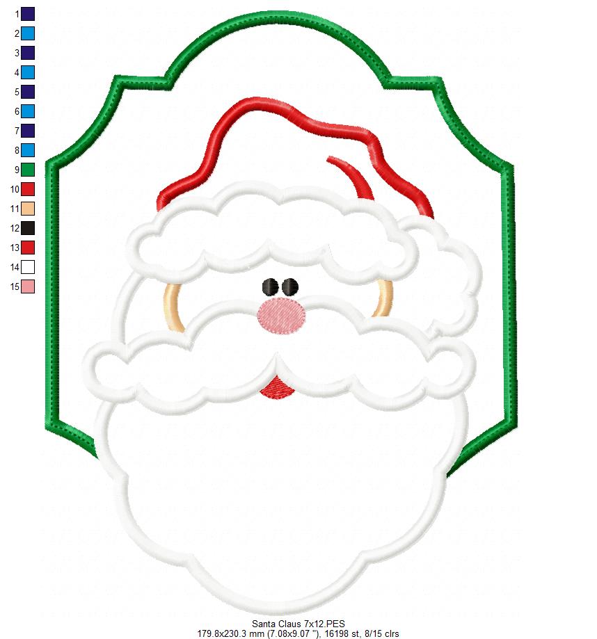 Santa Claus in a Frame - Applique Embroidery