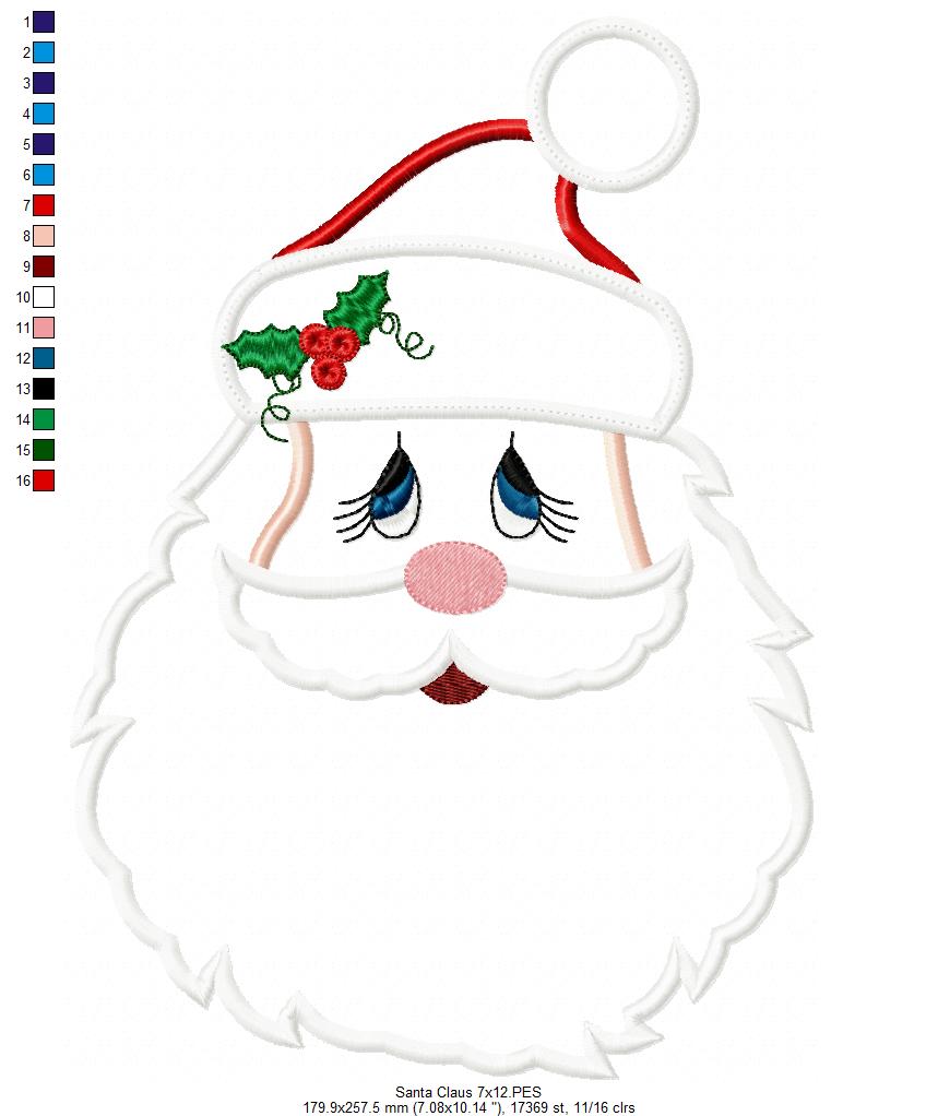 Santa Claus with Hat - Applique Embroidery