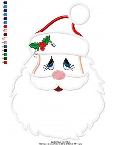 Santa Claus with Hat - Applique Embroidery