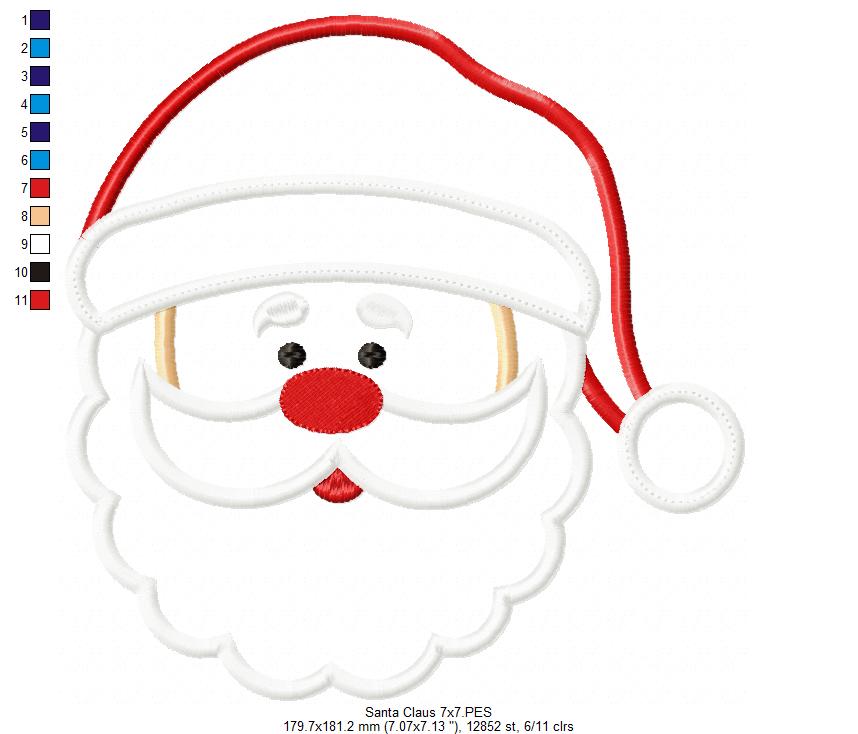 Santa Claus Cute Face - Applique