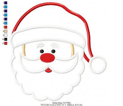 Santa Claus Cute Face - Applique
