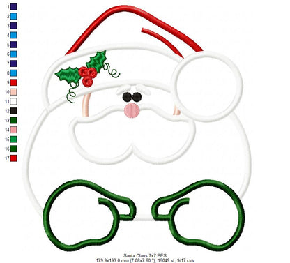 Santa Claus Pretty Face - Applique - Machine Embroidery Design