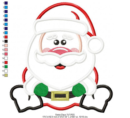 Cute Santa Claus - Applique - Machine Embroidery Design