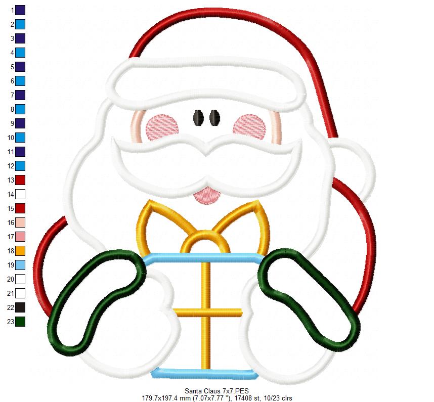 Santa Claus Holding a Gift - Applique