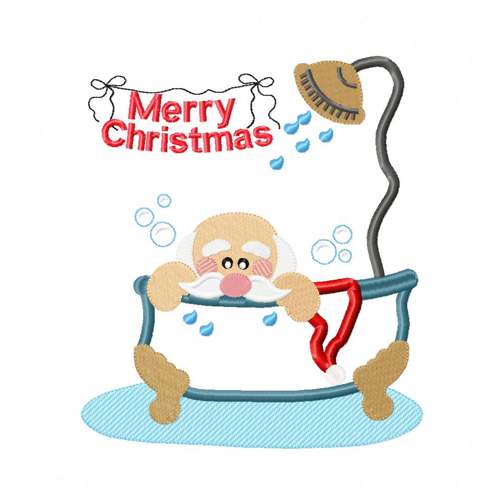 Santa Claus in the Bathroom - Applique - Machine Embroidery Design
