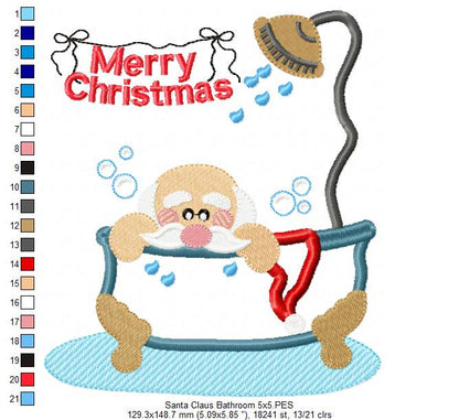 Santa Claus in the Bathroom - Applique - Machine Embroidery Design