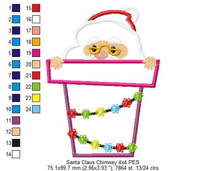 Santa Claus in the Chimney - Applique