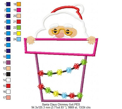 Santa Claus in the Chimney - Applique