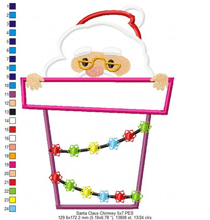 Santa Claus in the Chimney - Applique