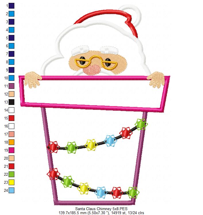 Santa Claus in the Chimney - Applique