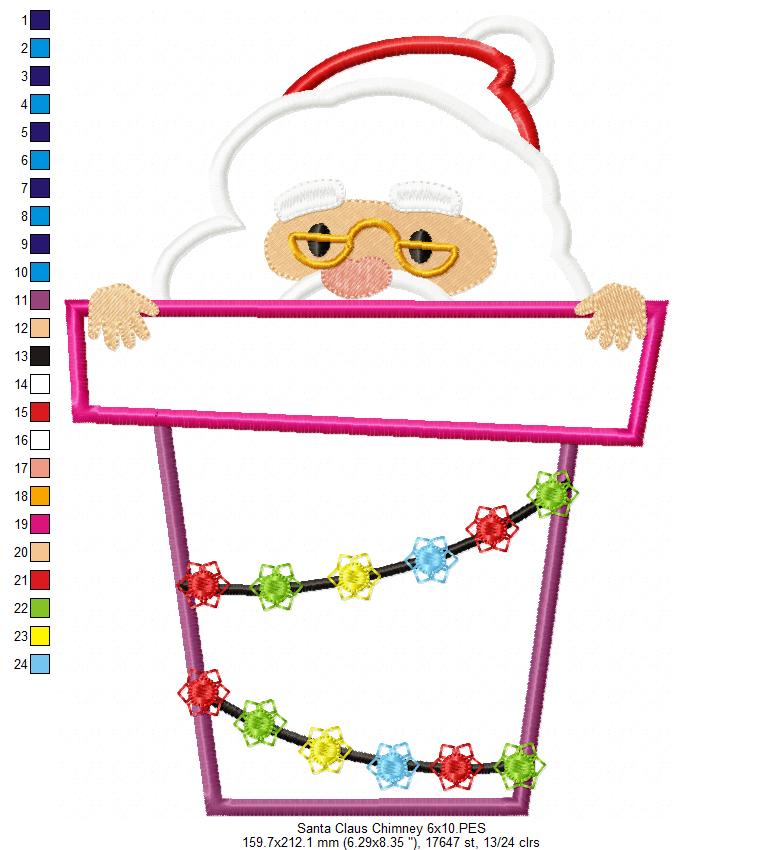 Santa Claus in the Chimney - Applique