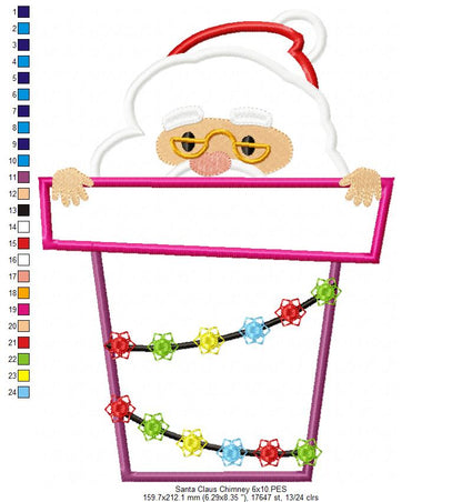Santa Claus in the Chimney - Applique