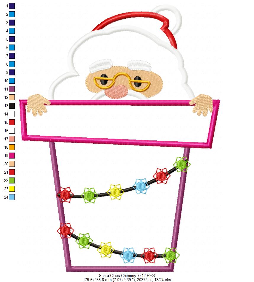Santa Claus in the Chimney - Applique