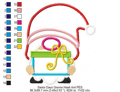 Christmas Gnome Santa Claus Gift Box - Applique