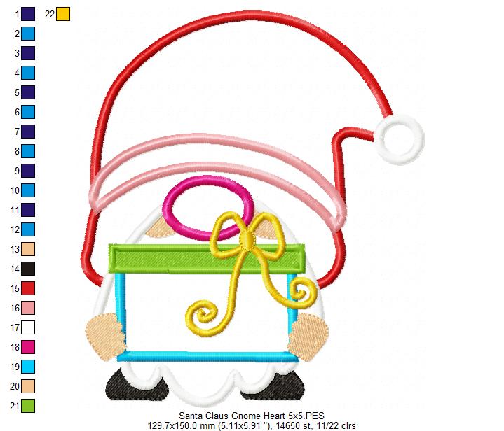 Christmas Gnome Santa Claus Gift Box - Applique