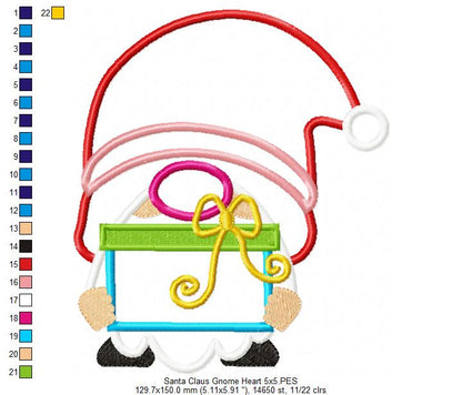 Christmas Gnome Santa Claus Gift Box - Applique