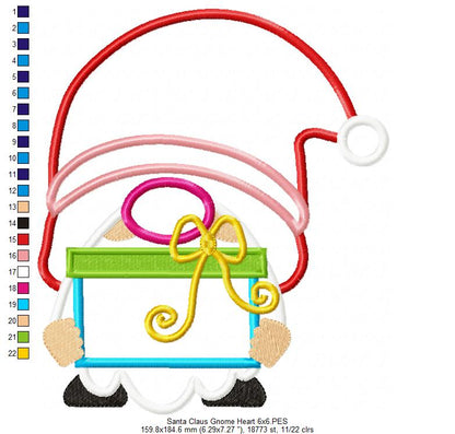 Christmas Gnome Santa Claus Gift Box - Applique