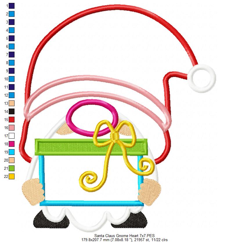 Christmas Gnome Santa Claus Gift Box - Applique