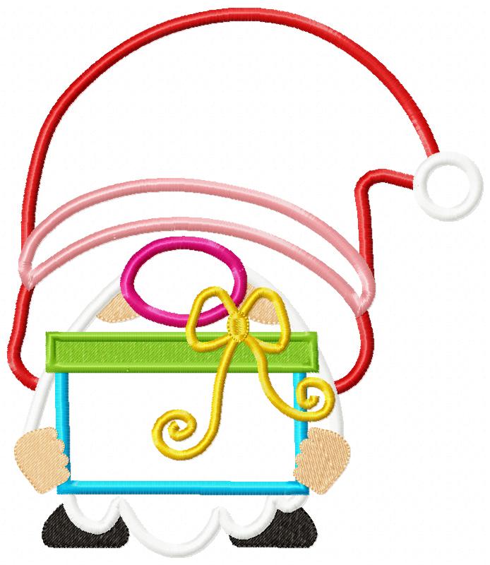 Christmas Gnome Santa Claus Gift Box - Applique