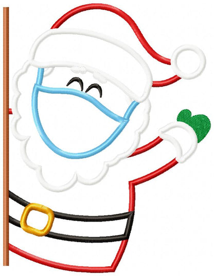 Santa Claus Wearing a Face Mask - Applique