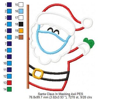 Santa Claus Wearing a Face Mask - Applique
