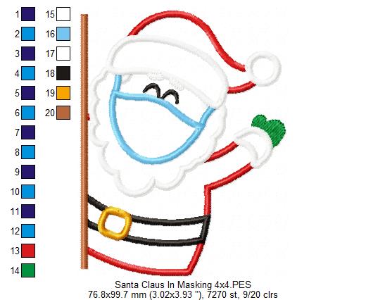 Santa Claus and Snowman Wearing a Face Mask - Set 0f 2 designs - Applique