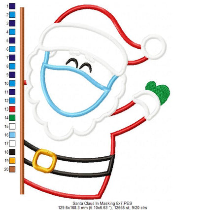 Santa Claus and Snowman Wearing a Face Mask - Set 0f 2 designs - Applique