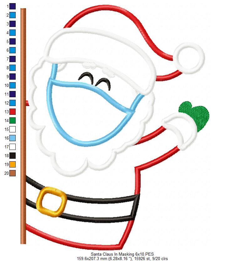 Santa Claus Wearing a Face Mask - Applique