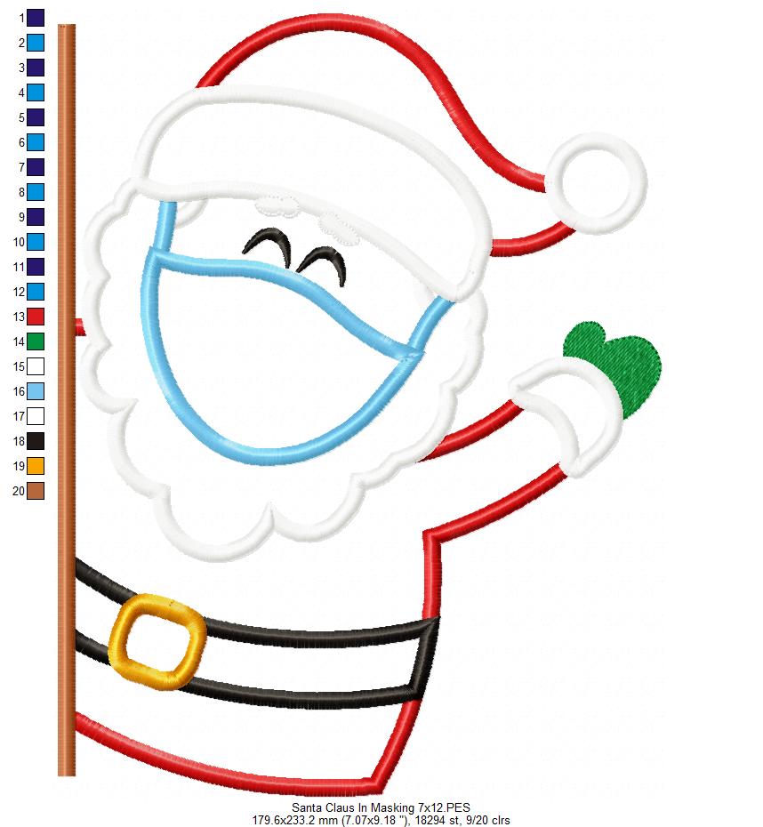 Santa Claus Wearing a Face Mask - Applique