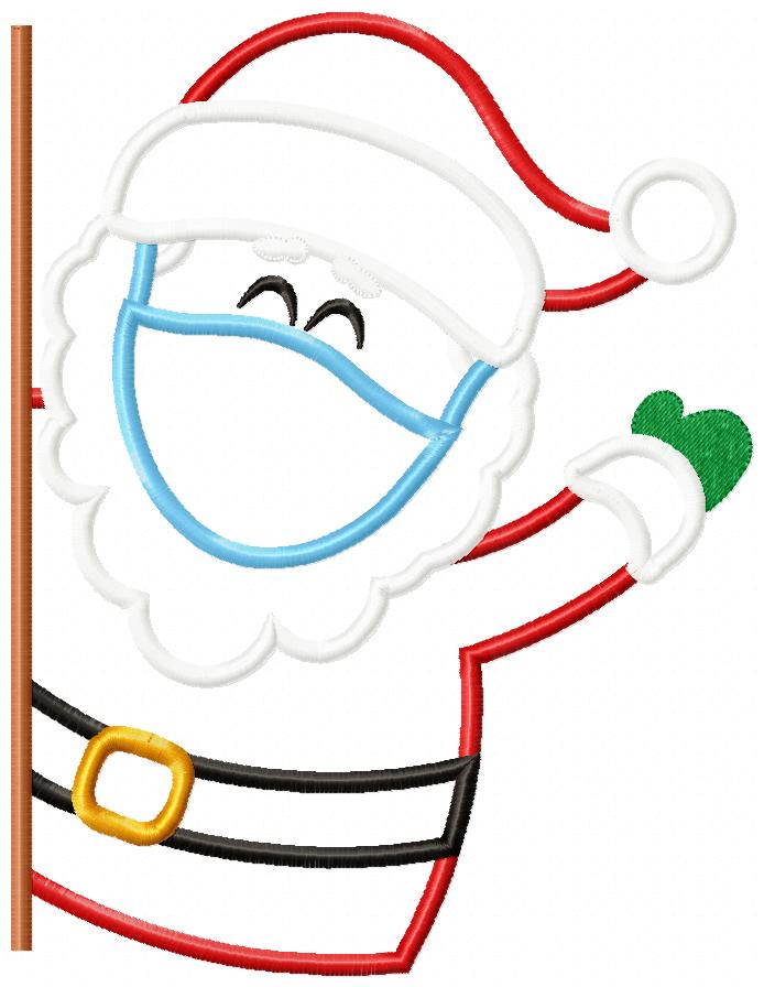 Santa Claus and Snowman Wearing a Face Mask - Set 0f 2 designs - Applique