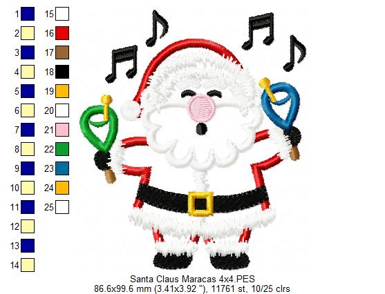 Santa Claus with Maracas - Applique