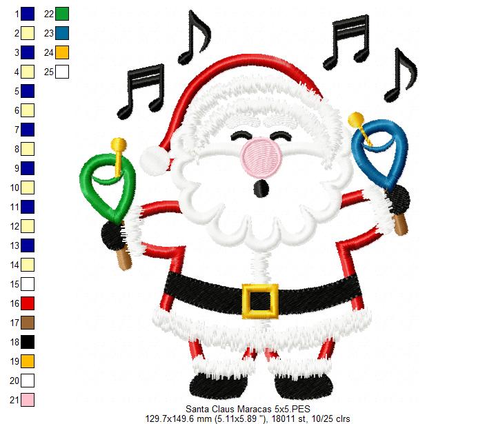 Santa Claus with Maracas - Applique