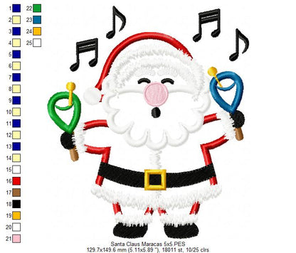 Santa Claus with Maracas - Applique