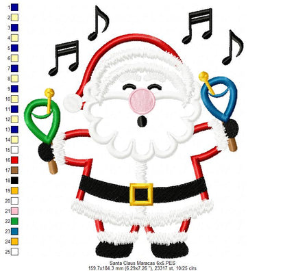 Santa Claus with Maracas - Applique