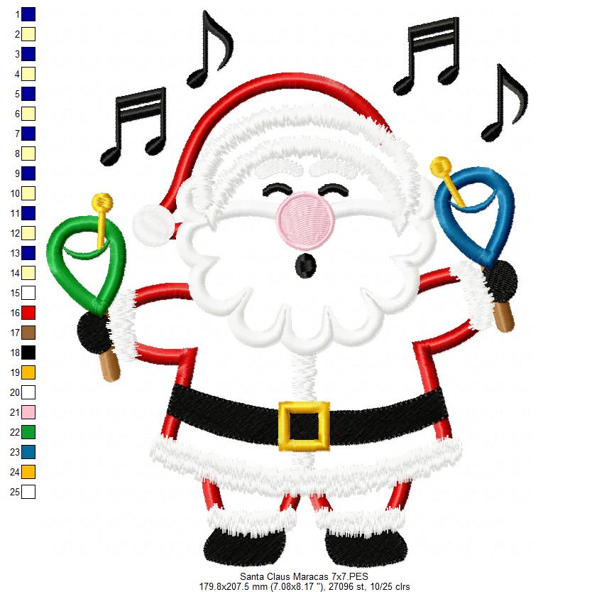 Santa Claus with Maracas - Applique