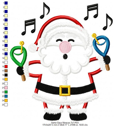 Santa Claus with Maracas - Applique