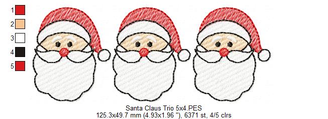 Santa Claus Trio - Rippled Stitch