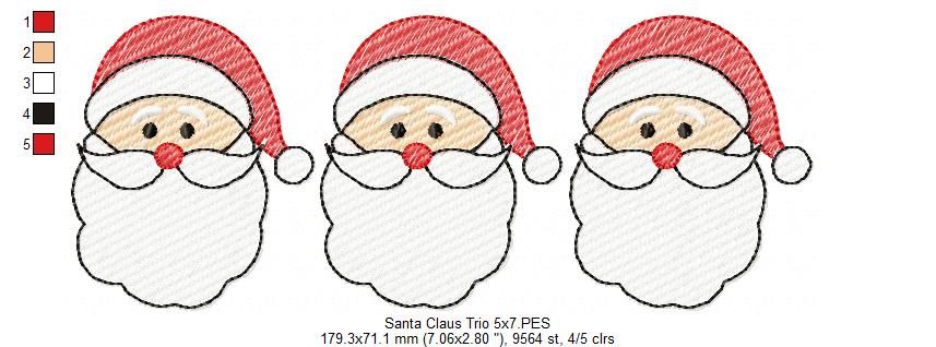 Santa Claus Trio - Rippled Stitch