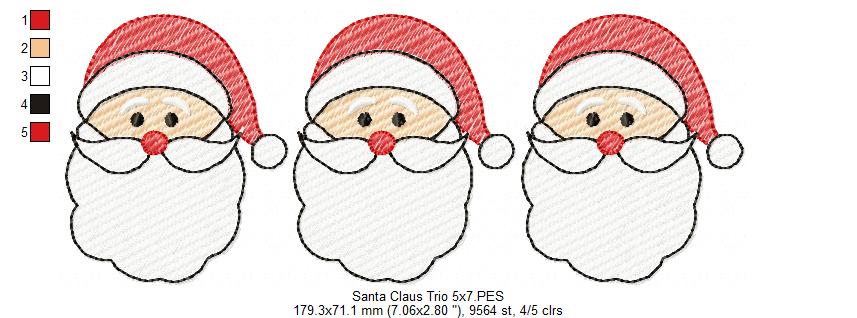 Santa Claus Trio - Rippled Stitch