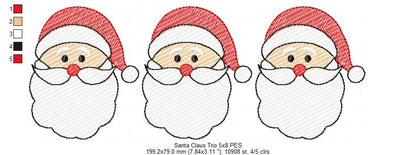 Santa Claus Trio - Rippled Stitch