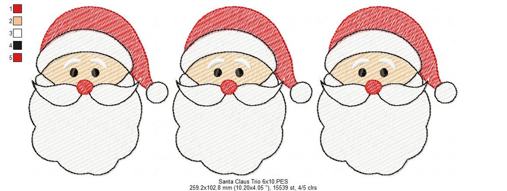 Santa Claus Trio - Rippled Stitch