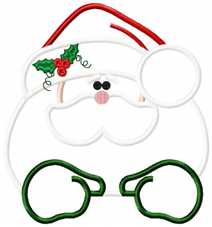 Santa Claus Pretty Face - Applique - Machine Embroidery Design