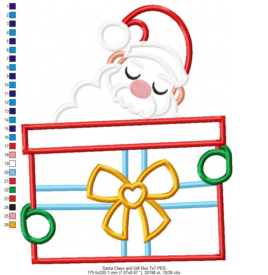 Santa Claus Holding a Gift Box - Applique