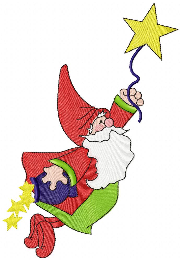 Santa Claus and Pot of Stars - Fill Stitch
