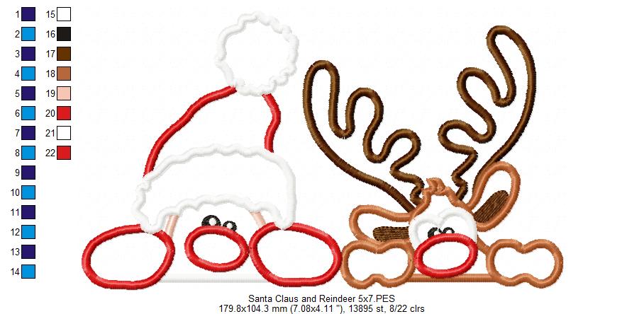 Santa Claus and Rudolf Reindeer - Applique