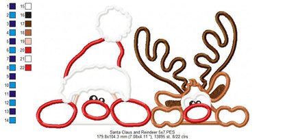 Santa Claus and Rudolf Reindeer - Applique