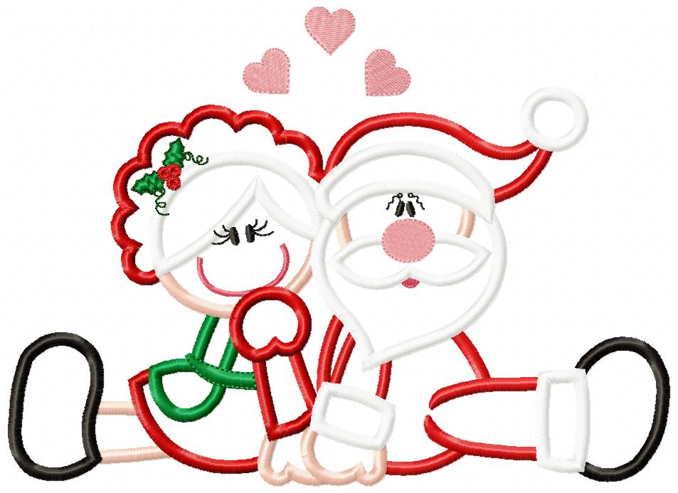 Santa Claus and Mrs. Claus in Love - Applique