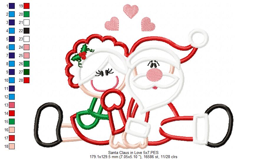 Santa Claus and Mrs. Claus in Love - Applique